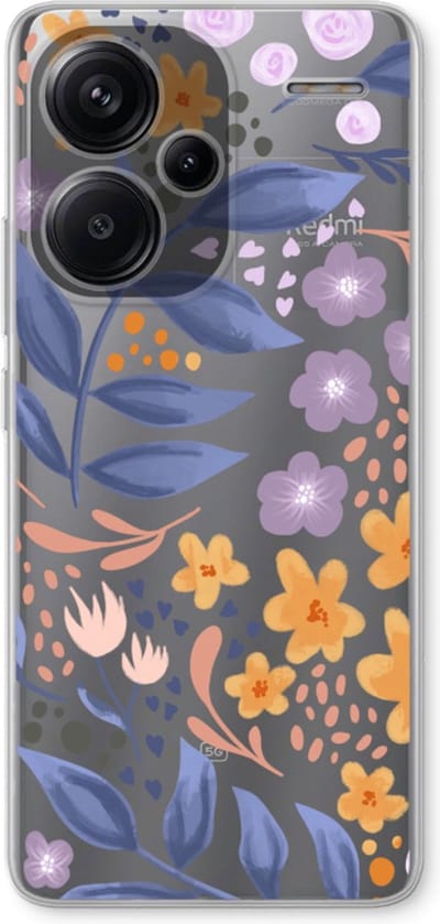 Case Company® - Hoesje geschikt voor Xiaomi Redmi Note 13 Pro plus hoesje - Flowers with blue leaves - Soft Cover Telefoonhoesje - Bescherming aan alle Kanten en Schermrand