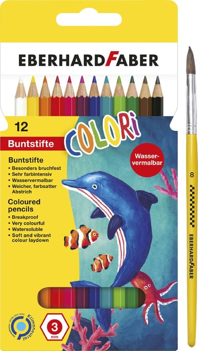 Eberhard Faber aquarelpotlood - Colori - 12 stuks - kartonetui - met penseel - EF-516012-A