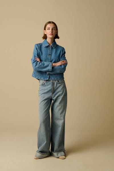Sissy-Boy - Lichtblauwe high waist wide leg jeans met omgeslagen pijpen