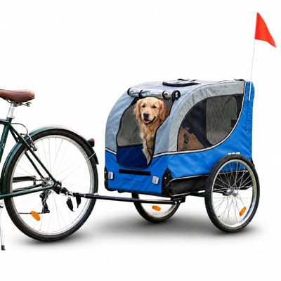 Hondenfietskar met Reflectoren – Blauw – Fietsaanhanger Hond tot 30kg