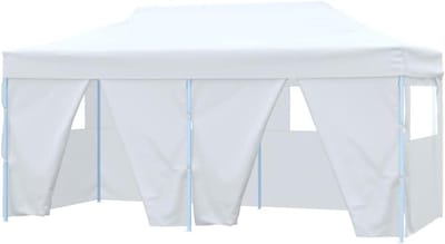 Partytent Opvouwbaar - Feesttent Evenementen - Buitenfeesten Organiseren - Met 4 Zijwanden - 3 x 6 m - Wit
