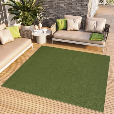 Tapiso Mono Square Vloerkleed Groen Laagpolig Vierkant Tapijt Maat- 200x200