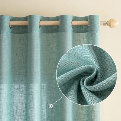 Dailygoods- Linnen Gordijnen 140 x 160 cm - Transparant - Decoratief Raamgordijn - Vintage - Lichtdoorlatend - Duurzaam en Kreukvrij