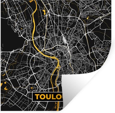 Muurstickers - Sticker Folie - Frankrijk – Plattegrond – Toulouse - Stadskaart - Kaart - 100x100 cm - Plakfolie - Muurstickers Kinderkamer - Zelfklevend Behang XXL - Zelfklevend behangpapier - Stickerfolie