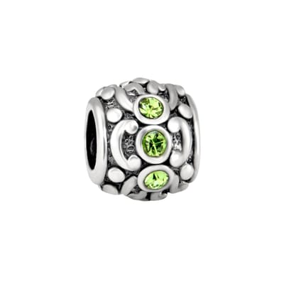 Quiges - 925 - Zilveren - Bedels -Sterling zilver - Beads - 3D Verjaardag Groen Augustus Geboortesteen Zirkonia Charm - Geschikt – voor - alle bekende merken - Armband Z192