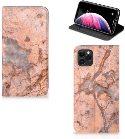 Apple iPhone 11 Pro Max Standcase Marmer Oranje