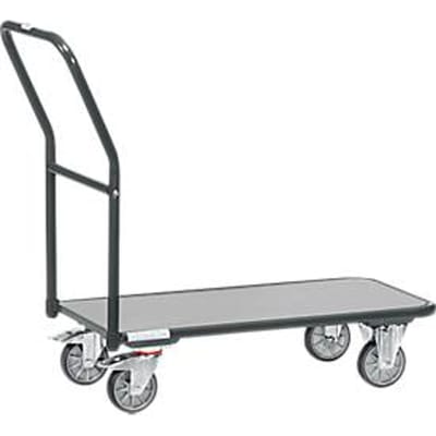 Plateauwagen, met houten platform, L 850 x B 450 mm, tot 250 kg, stalen buizen, grijs