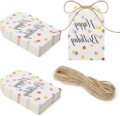 Set van 100 Kraft Papieren Cadeaulabels voor Verjaardagen, Inclusief 20m Touw en Stickers voor Uitnodigingen en Geschenken