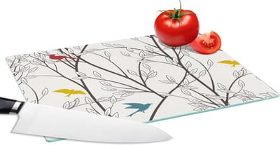 Glazen Snijplank - 28x20 - Patronen - Planten - Vogel - Snijplanken Glas