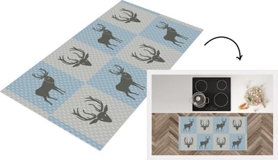 Keukenloper - Loper keuken - Hert - Stippen - Blauw - 120x60 cm - Keukenloper vinyl