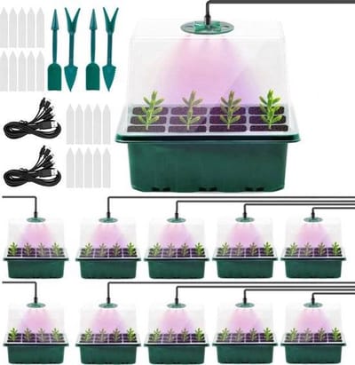 UniEgg® Complete Indoor Kweekset met TORENKAP : Kweekbakken met LED Groeilampen, Ventilatiegaten, 10-delige Mini Broeikas Kweekkas en Kweekpotjes voor Optimale Plantengroei