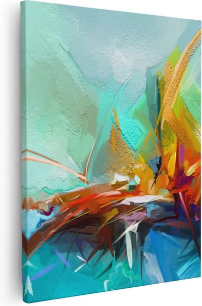 Artaza Canvas Schilderij Abstracte Kunst - 40x50 cm - Muurdecoratie Turquoise - Wanddecoratie Woonkamer - Kamer Accessoires