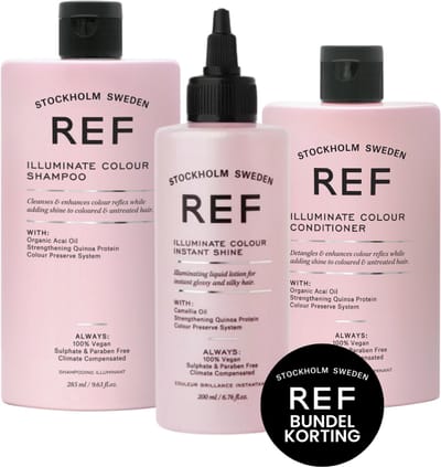 REF Stockholm - Illuminate Colour + Instant Shine Pakket - Kleurshampoo 285ml & Kleurconditioner 245ml &Illuminate Colour Instant Shine 200ml - Gloss Treatment - Gloss Lotion - Maximale glans van het Haar