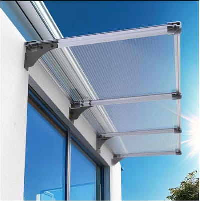 Buitenluifel Ramen Deuren - Overkapping Zon Regen - Bescherming Buiten - Dubbelwandig Polycarbonaat - 65x120cm - Transparant Wit