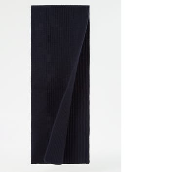 In Gold We Trust The Yard ribgebreide sjaal in wolblend 135 x 25 cm - Blauw