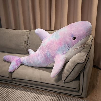 60-140cm Schattige Kleurrijke Haai Pluche Speelgoed Reuzenmaat Dierlijke Haai Kussen Gevuld Zacht Kussen Slaap Poppen Voor Baby Meisjes Cadeaus 60cm