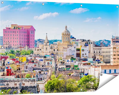 Gards Tuinposter Havana Stad in Cuba - 120x80 cm - Tuindoek - Tuindecoratie - Wanddecoratie buiten - Tuinschilderij