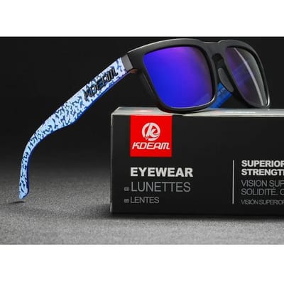 Nieuw KDEAM Merk Hoge Kwaliteit Vierkante Zonnebril voor Heren Sport Gepolariseerde Zonnebril 2025 Reflecterende Coating Kleurrijke Lens UV400 With B16 Zipperbox
