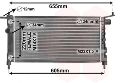 Van Wezel - RADIATOR VOOR OPEL COMBO B 1993-2000 1300150