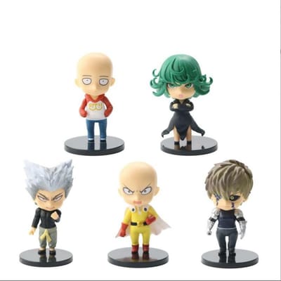 6 Pièces/1 Ensemble Figurine Anime One Punch Saitama Ensemble Genos Jouet Terrible Tornade Mumen Rider Modèle Jouet Cadeau Décorations de Bureau Loisirs No box gray