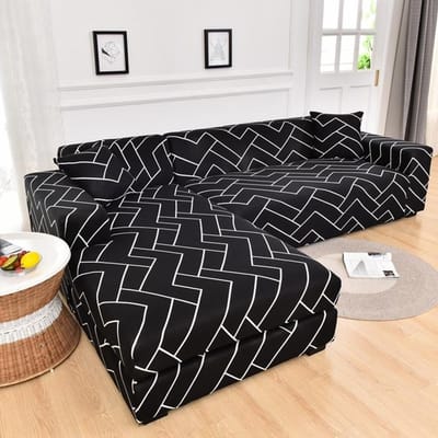 Housses de canapé imprimées en forme de L, nouveau Style, protection de canapé, Anti-poussière, élastiques, extensibles, pour canapé d'angle Small 90-140cm 1PC gray