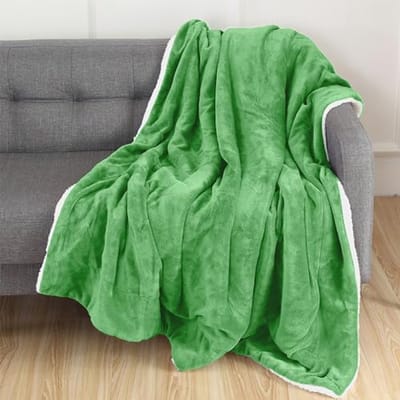 Omkeerbare sherpa-deken, superzachte plaid voor alle seizoenen - ideaal voor loungen en decoratie, 127 x 152 cm, smaragdgroen