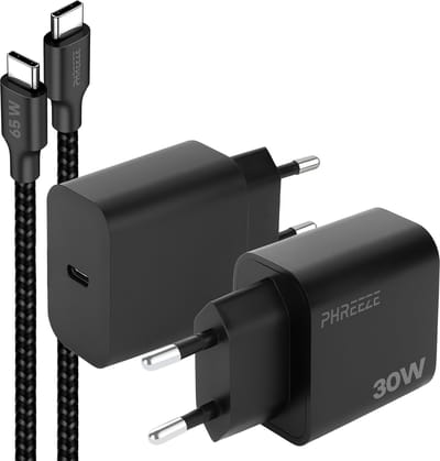 Phreeze usb C adapter 30w - Usb c naar usb c kabel 1 meter - Snellader voor telefoon en tablet