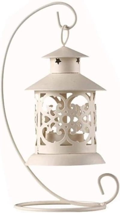Ijzeren Kandelaar - Lichthouder Kaarshouder - Huisdecoratie - Klassiek Holle Design - Hoogte 15cm - Wit