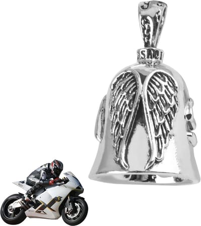 Guardian Bell motorfiets belletjes van roestvrij staal - geluk en bescherming - motorliefhebbers cadeau - zilver - maat M.