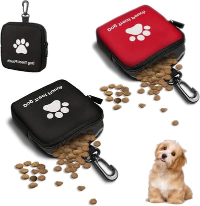 Hondentraktatie Tassen Set van 2, Handige Snackzak met Rits en Karabijnhaak voor Training en Beloningen, Ideaal voor Kleine Honden
