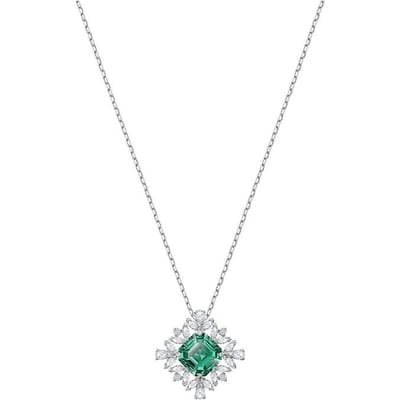 Swarovski Palace Royal Series Élément Flocon de Neige Carré Collier Cristal Vert Collier Femme Argent 5498832 Box+Shopping Bag (Random Color) white