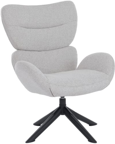 Loungestoel MCW-Q53, fauteuil, loungestoel, eetkamerstoel, draaibaar, metaal, chenille (420 g/m²) ~ crème