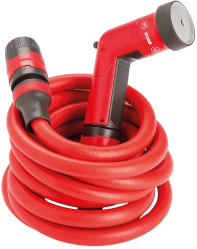Allecto - Tuinwaterslang - Verlengbare slang - Lichtgewicht en gebruiksvriendelijk - Rood - Multi-jet spuitpistool - Geschikt voor tuin en huishoud...