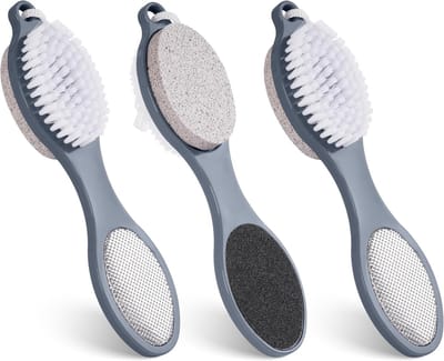 Voetborstel 4-in-1 - Voetverzorging Tool - Douche Gebruik - Puimsteen Rasp Vijl - 20 x 11 x 5 cm