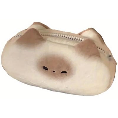 Japonais Mignon Dessin Animé Chat Siamois PuPu Pain Peluche Trousse à Stylo Grande Capacité Kawaii Garçon Fille Trousse à Crayon Papeterie Fournitures Scolaires 1pc gray