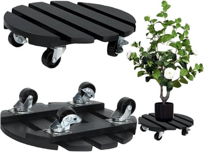 2 stuks Houten Plantenrollers voor Zware Bloempotten - Verrijdbare Oplossing met 360° Zwenkwielen