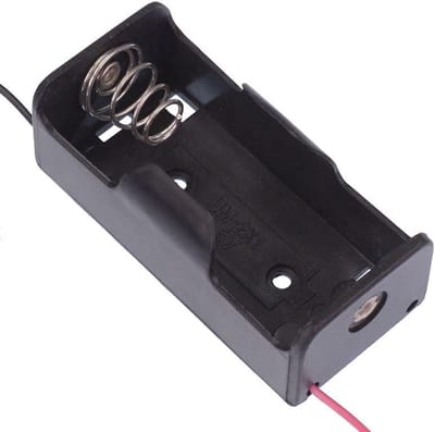 Batterij Houder - Open Stijl Case - Energie Voor Projecten - Met Vliegende Leads - 62x30x25mm - Zwart