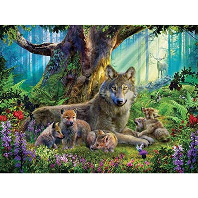 Peinture Diamant 5D DIY Loups de Forêt Diamants Ronds Complets Broderie Point de Croix Strass 20X30CM