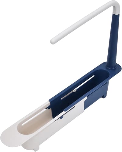 Telescoop Spoelbak Opbergrek met Grote Capaciteit voor Keuken Gootsteen - Uitbreidbaar en Efficiënte Afvoer (Blauw)