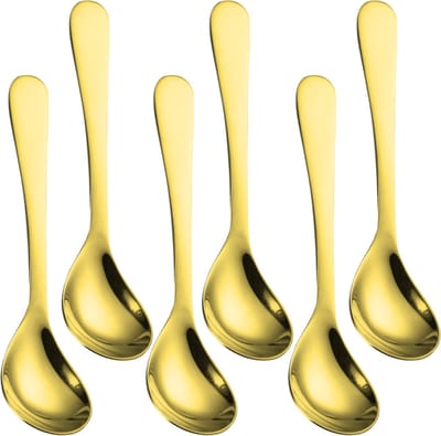 House of Husk Korte IJslepels - Ice Cream Spoon - Dessertlepels - Sorbetlepel - Hoogglans - Goud - 15 centimeter