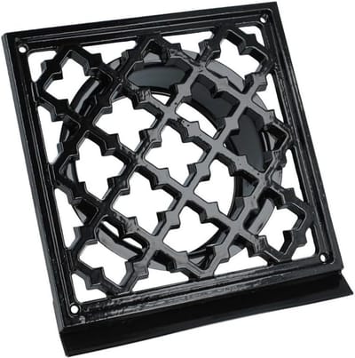 Ventilatierooster Hoekig - Afdekrrooster Nostalgisch - Lucht Toevoeren - Met Insectengaas - 150 mm - Zwart