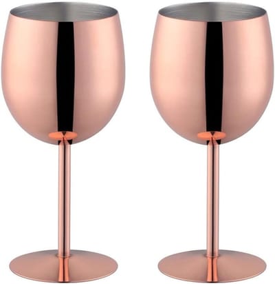 Set van 2 RVS Witte Wijnglazen van 350ml - Ideaal voor Cocktails, Champagne en Bier
