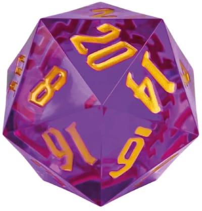 Lapi Toys - D20 dobbelsteen XL - Dungeons and dragons - D20 dice - 20 zijdige dobbelsteen - Acryl - Paars