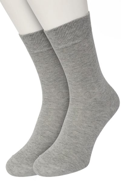 Bonnie Doon Basic Sokken Dames Licht Grijs maat 36/42 - 2 paar - Basis Katoenen Sok - Gladde Naden - Brede Boord - Uitstekend Draagcomfort - Perfecte Pasvorm - 2-pack - Multipack - Effen - Lichtgrijs Gemeleerd - Light Grey Heather - OL834222.107