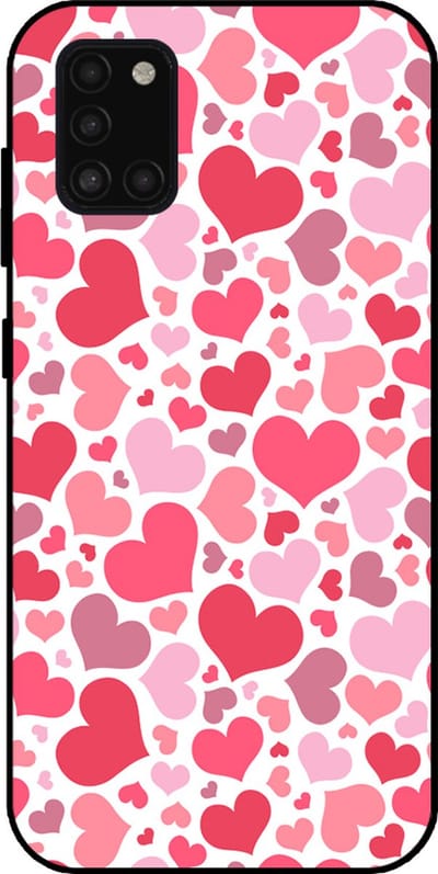 Smartphonica Telefoonhoesje Geschikt voor Samsung Galaxy A31 met Hartjes Print - Hearts Design TPU Backcover Case - Kinder Hoesje met Hartjes Design geschikt voor Samsung Galaxy A31