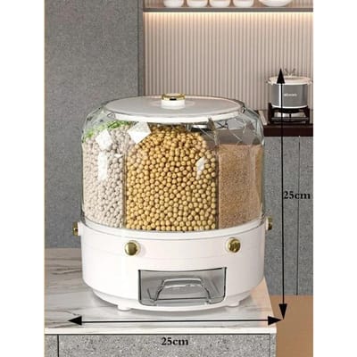 Distributeur de riz rotatif à 360 degrés, étanche à l'humidité, pour céréales sèches, seau de rangement pour aliments de cuisine gray