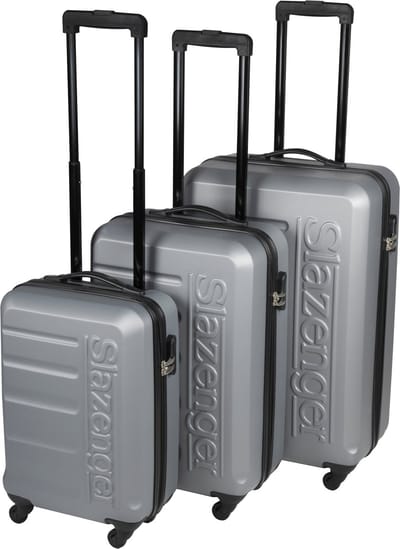 Slazenger Kofferset 3 Delig - Kofferset met Handbagage Trolley, Grote Koffer en Ruimbagage Koffer - Hardcase Koffer Set - S, M en Grote Reiskoffer met Wielen - Cijferslot met 3-Cijferige Code - Grijs