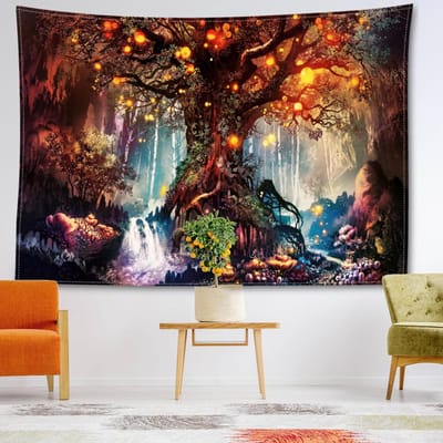 Wensboom Wandtapijt Wandhanger Minimalistisch Abstract Kunst Boheems Mysterieus Hippie Tapitz Woonkamer Slaapkamer Woondecoratie 95x73CM