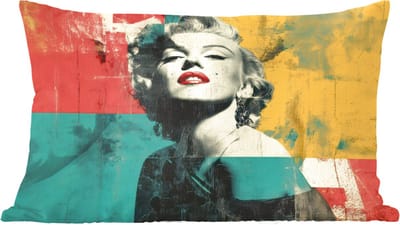 Sierkussens - Kussentjes Woonkamer - 60x40 cm - Vrouw - Rode lippen - Abstracte kleurvlakken - Popartuistraling