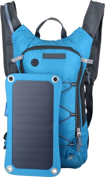 BBWC 10L bike rugzak blauw met drinkreservoir + zonnepaneel